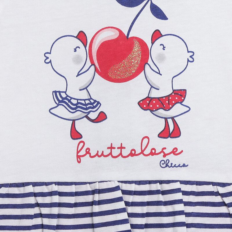 Girls White & Red Printed Short Sleeve Romper image number 2